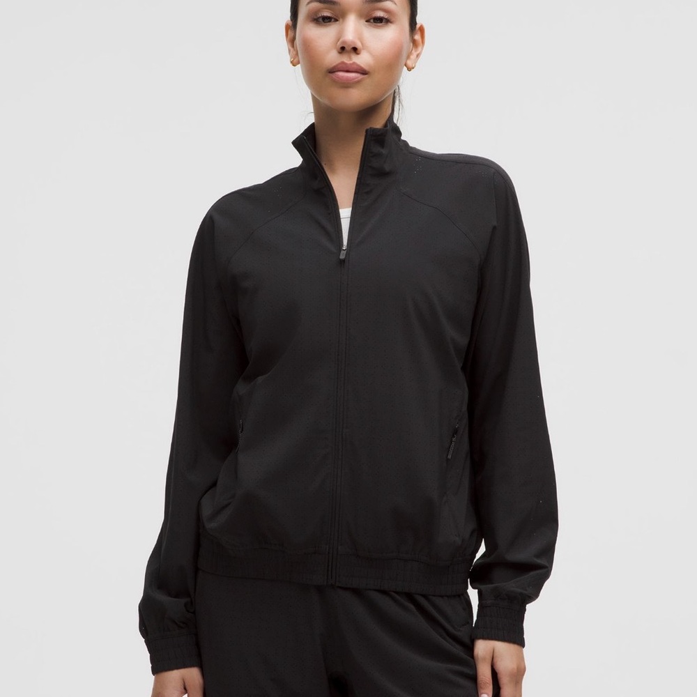 Lululemon Women's Black Perforated Adapted Track Jacket. Size 8, worn once.
